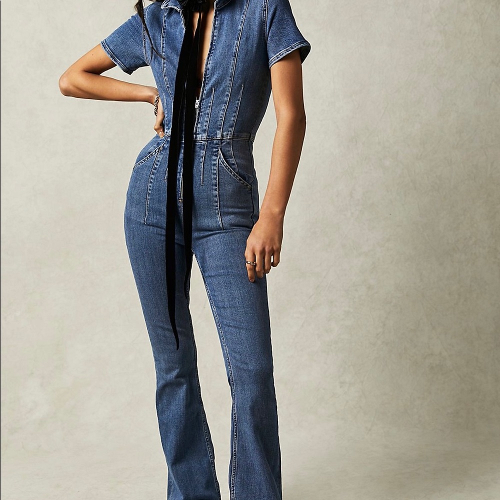 NWT Free people jayde denim jumpsuit
